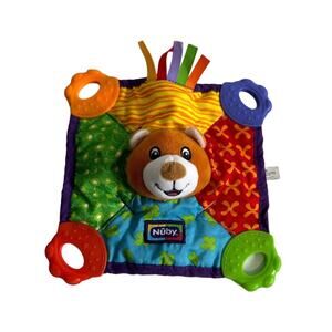 Nuby Teether Bear Crinkle Security Blanket Lovey Soother Crib Toy Infant Baby